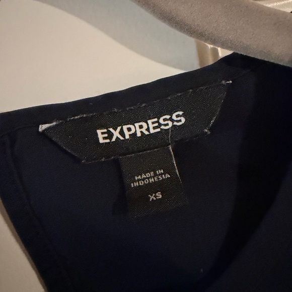 Express Navy Ruffle Sleeve Blouse - Picture 3 of 3